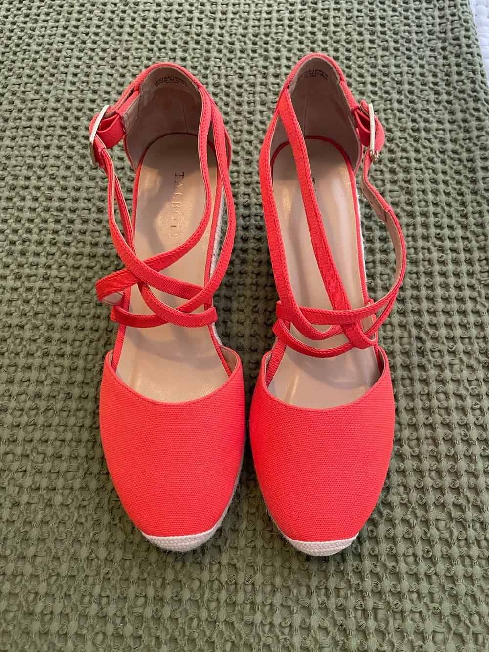 Talbots Coral Espadrille Crisscross Wedge Sandals